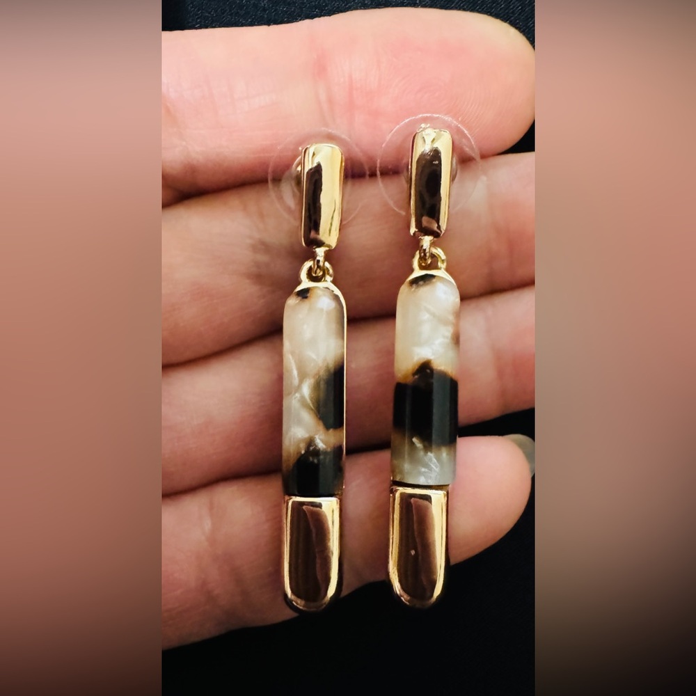 White and Brown Dangle Earrings